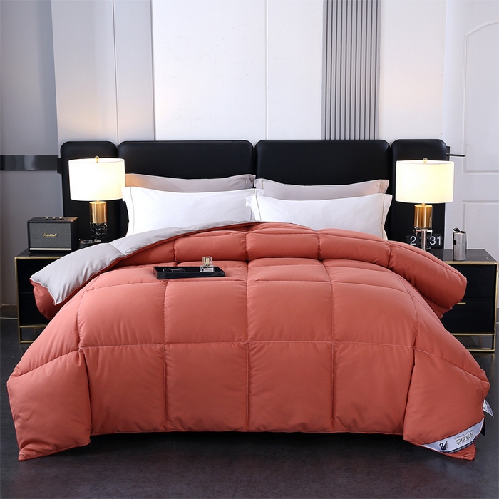 91家纺网 家纺一手货源 找家纺 好老表被业 2025新款纯色羽丝绒冬被芯加厚保暖双拼羽丝棉被子春秋被单双人直播被子被芯 酒红灰