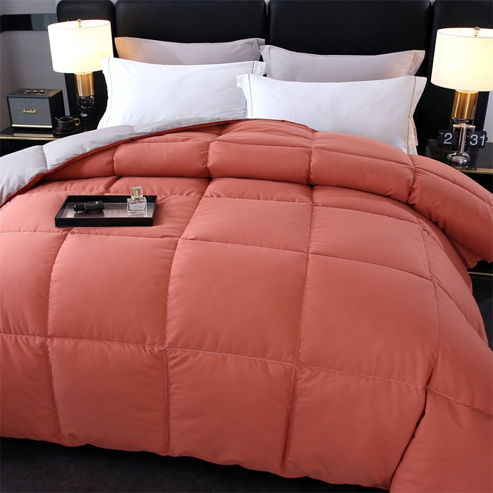 91家纺网 家纺一手货源 找家纺 好老表被业 2025新款纯色羽丝绒冬被芯加厚保暖双拼羽丝棉被子春秋被单双人直播被子被芯 酒红灰