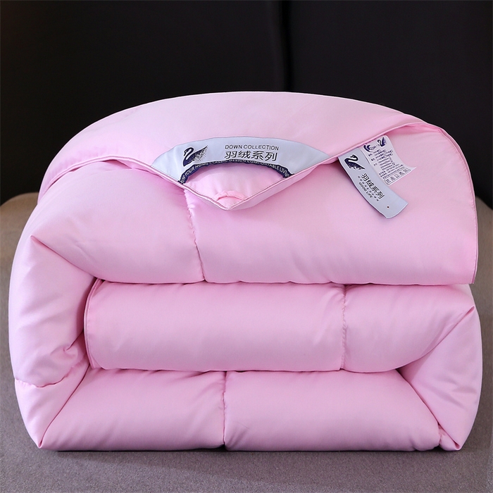 91家纺网 家纺一手货源 找家纺 好老表被业 2025新款纯色羽丝绒冬被芯加厚保暖双拼羽丝棉被子春秋被单双人直播被子被芯 粉色