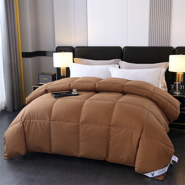 91家纺网 家纺一手货源 找家纺 好老表被业 2025新款纯色羽丝绒冬被芯加厚保暖双拼羽丝棉被子春秋被单双人直播被子被芯 咖色