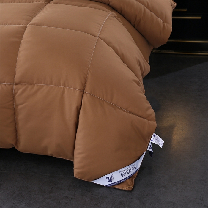 91家纺网 家纺一手货源 找家纺 好老表被业 2025新款纯色羽丝绒冬被芯加厚保暖双拼羽丝棉被子春秋被单双人直播被子被芯 咖色