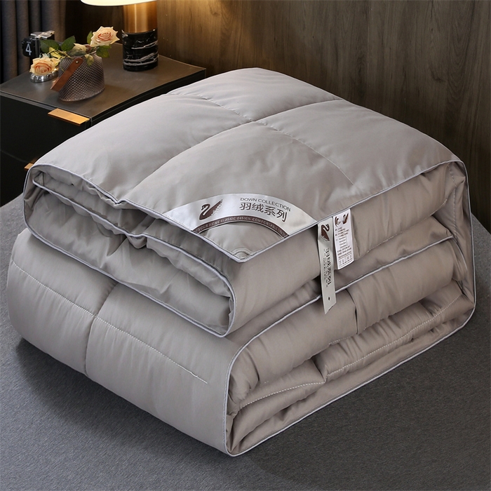 91家纺网 家纺一手货源 找家纺 好老表被业 2025新款纯色羽丝绒冬被芯加厚保暖双拼羽丝棉被子春秋被单双人直播被子被芯 灰色