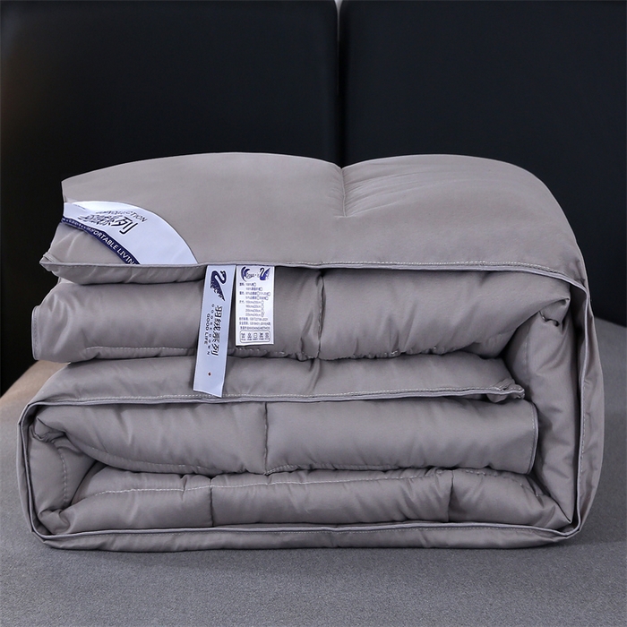91家纺网 家纺一手货源 找家纺 好老表被业 2025新款纯色羽丝绒冬被芯加厚保暖双拼羽丝棉被子春秋被单双人直播被子被芯 灰色