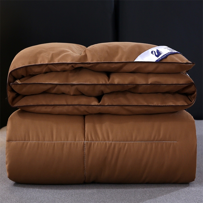 91家纺网 家纺一手货源 找家纺 好老表被业 2025新款纯色羽丝绒冬被芯加厚保暖双拼羽丝棉被子春秋被单双人直播被子被芯 咖色