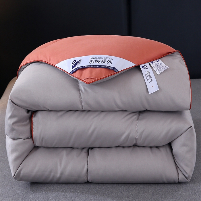 91家纺网 家纺一手货源 找家纺 好老表被业 2025新款纯色羽丝绒冬被芯加厚保暖双拼羽丝棉被子春秋被单双人直播被子被芯 酒红灰