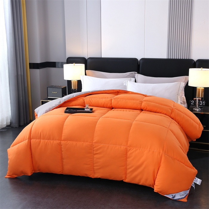 91家纺网 家纺一手货源 找家纺 好老表被业 2025新款纯色羽丝绒冬被芯加厚保暖双拼羽丝棉被子春秋被单双人直播被子被芯 橙灰色