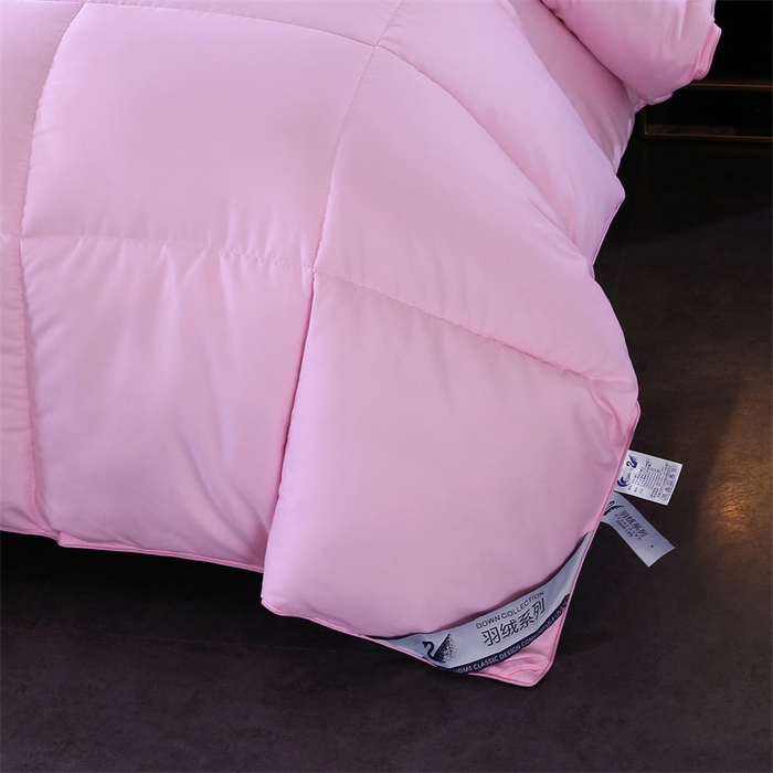 91家纺网 家纺一手货源 找家纺 好老表被业 2025新款纯色羽丝绒冬被芯加厚保暖双拼羽丝棉被子春秋被单双人直播被子被芯 粉色
