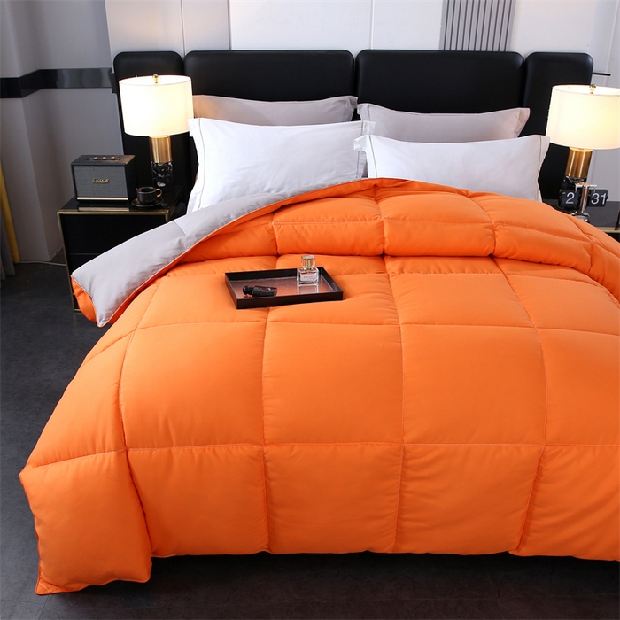 91家纺网 家纺一手货源 找家纺 好老表被业 2025新款纯色羽丝绒冬被芯加厚保暖双拼羽丝棉被子春秋被单双人直播被子被芯 橙灰色
