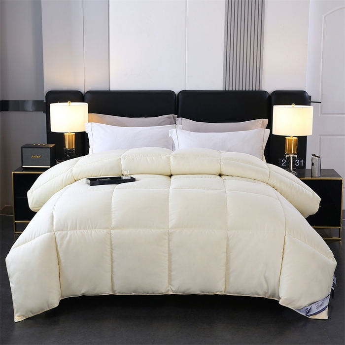 91家纺网 家纺一手货源 找家纺 好老表被业 2025新款纯色羽丝绒冬被芯加厚保暖双拼羽丝棉被子春秋被单双人直播被子被芯 米黄色