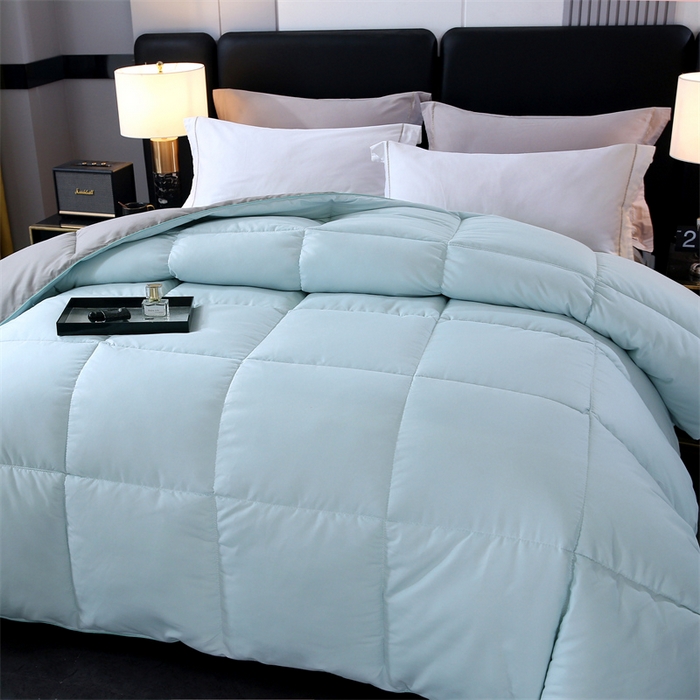 91家纺网 家纺一手货源 找家纺 好老表被业 2025新款纯色羽丝绒冬被芯加厚保暖双拼羽丝棉被子春秋被单双人直播被子被芯 浅绿灰