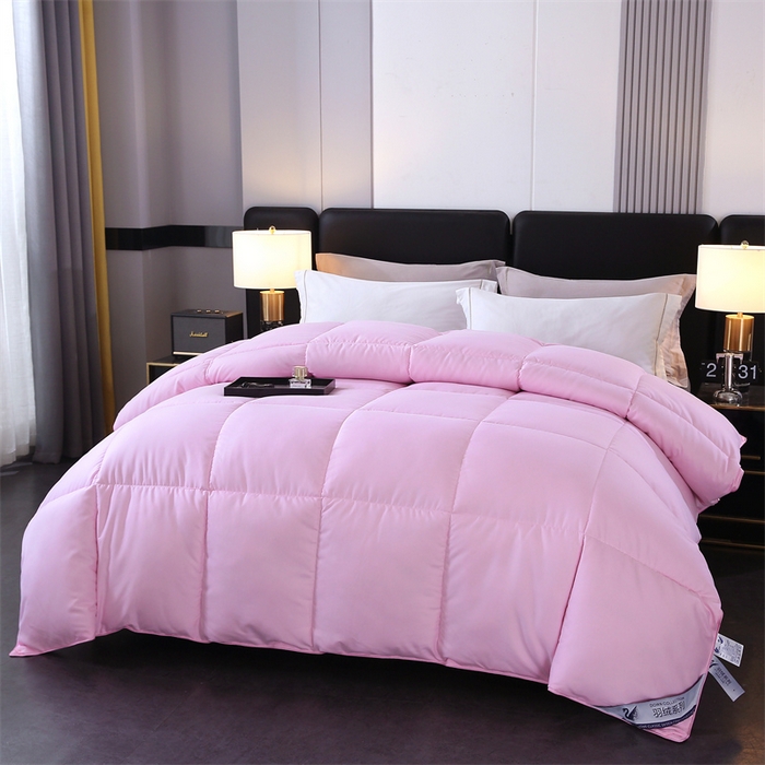 91家纺网 家纺一手货源 找家纺 好老表被业 2025新款纯色羽丝绒冬被芯加厚保暖双拼羽丝棉被子春秋被单双人直播被子被芯 粉色