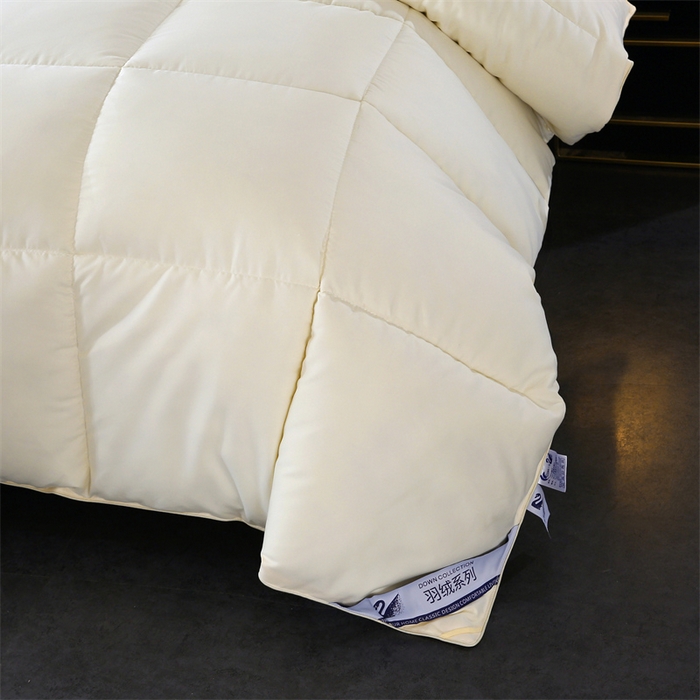 91家纺网 家纺一手货源 找家纺 好老表被业 2025新款纯色羽丝绒冬被芯加厚保暖双拼羽丝棉被子春秋被单双人直播被子被芯 米黄色