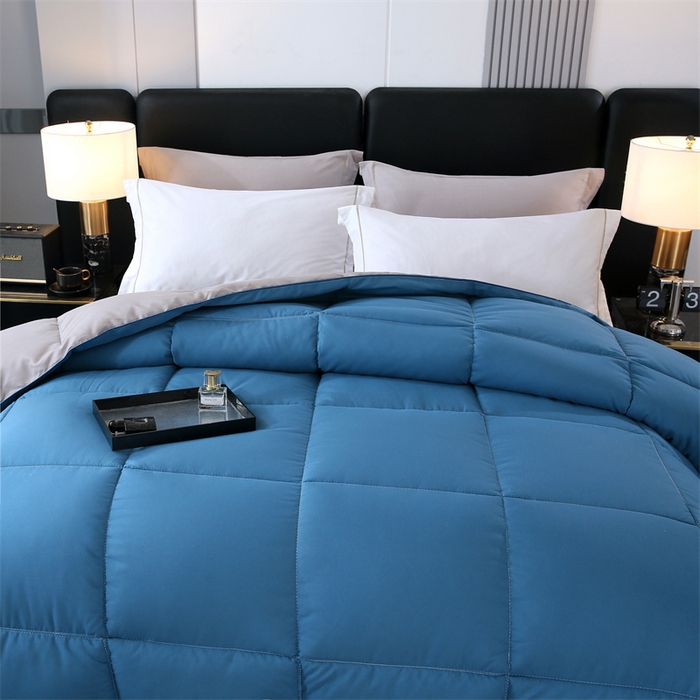 91家纺网 家纺一手货源 找家纺 好老表被业 2025新款纯色羽丝绒冬被芯加厚保暖双拼羽丝棉被子春秋被单双人直播被子被芯 蓝灰色