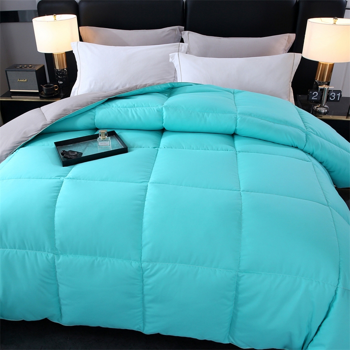 91家纺网 家纺一手货源 找家纺 好老表被业 2025新款纯色羽丝绒冬被芯加厚保暖双拼羽丝棉被子春秋被单双人直播被子被芯 深绿灰