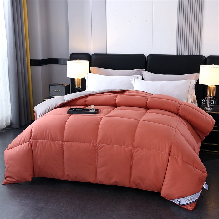 91家纺网 家纺一手货源 找家纺 好老表被业 2025新款纯色羽丝绒冬被芯加厚保暖双拼羽丝棉被子春秋被单双人直播被子被芯 酒红灰