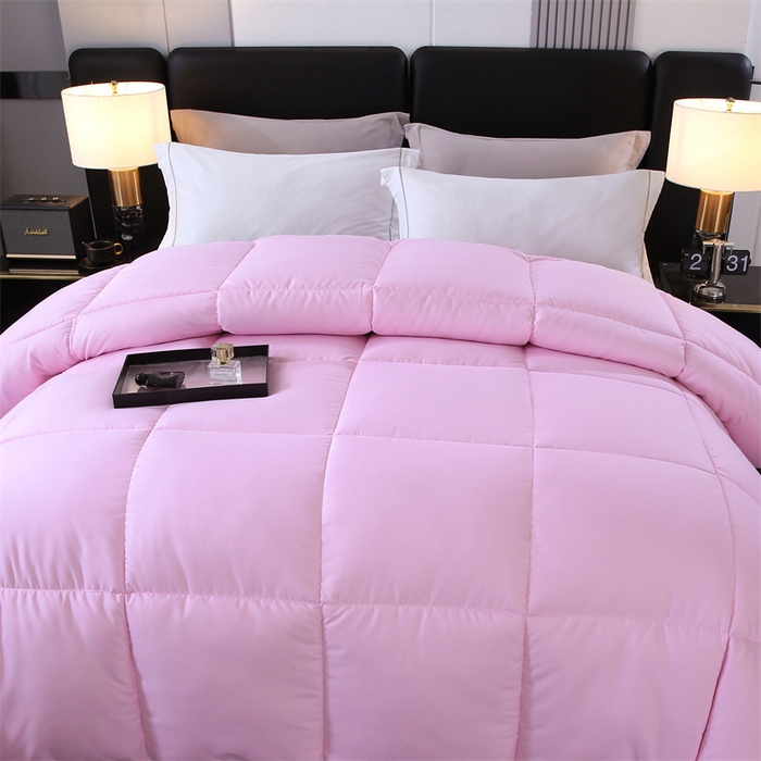 91家纺网 家纺一手货源 找家纺 好老表被业 2025新款纯色羽丝绒冬被芯加厚保暖双拼羽丝棉被子春秋被单双人直播被子被芯 粉色