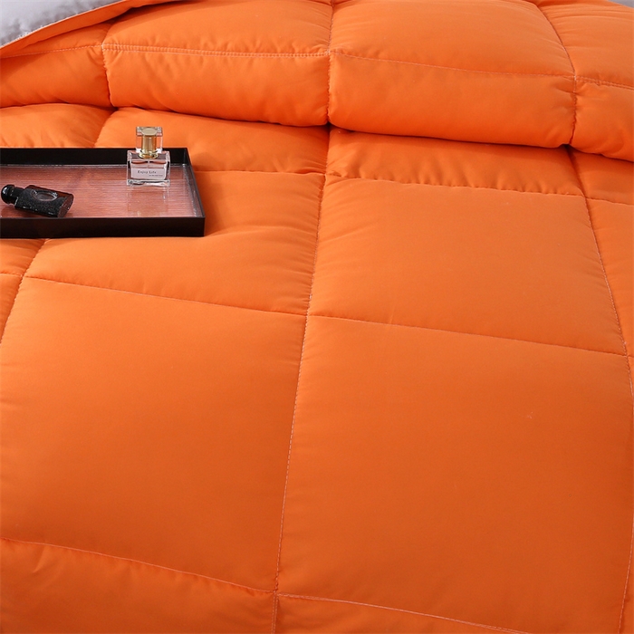 91家纺网 家纺一手货源 找家纺 好老表被业 2025新款纯色羽丝绒冬被芯加厚保暖双拼羽丝棉被子春秋被单双人直播被子被芯 橙灰色