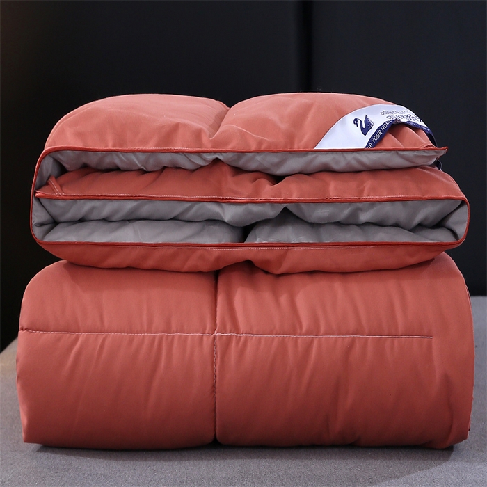 91家纺网 家纺一手货源 找家纺 好老表被业 2025新款纯色羽丝绒冬被芯加厚保暖双拼羽丝棉被子春秋被单双人直播被子被芯 酒红灰