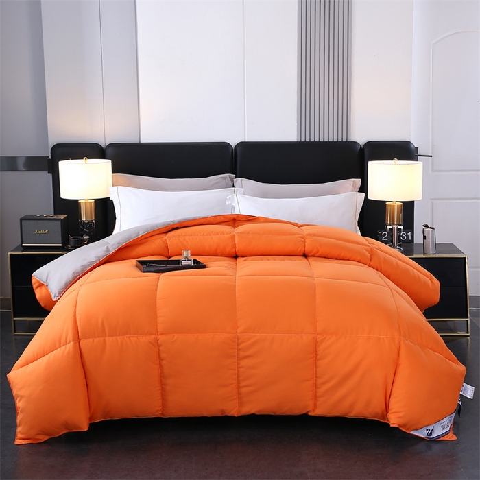 91家纺网 家纺一手货源 找家纺 好老表被业 2025新款纯色羽丝绒冬被芯加厚保暖双拼羽丝棉被子春秋被单双人直播被子被芯 橙灰色