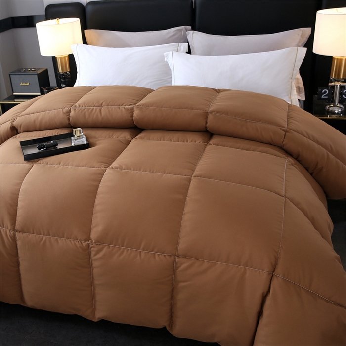 91家纺网 家纺一手货源 找家纺 好老表被业 2025新款纯色羽丝绒冬被芯加厚保暖双拼羽丝棉被子春秋被单双人直播被子被芯 咖色