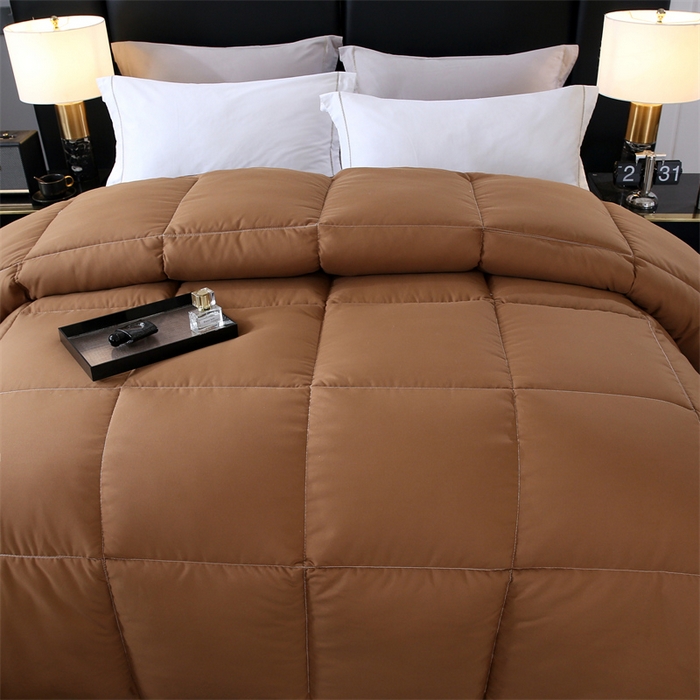 91家纺网 家纺一手货源 找家纺 好老表被业 2025新款纯色羽丝绒冬被芯加厚保暖双拼羽丝棉被子春秋被单双人直播被子被芯 咖色