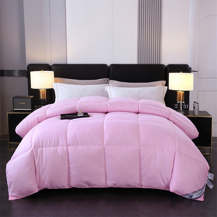 91家纺网 家纺一手货源 找家纺 好老表被业 2025新款纯色羽丝绒冬被芯加厚保暖双拼羽丝棉被子春秋被单双人直播被子被芯 粉色