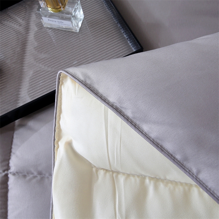 91家纺网 家纺一手货源 找家纺 好老表被业 2025新款纯色羽丝绒冬被芯加厚保暖双拼羽丝棉被子春秋被单双人直播被子被芯 灰米色