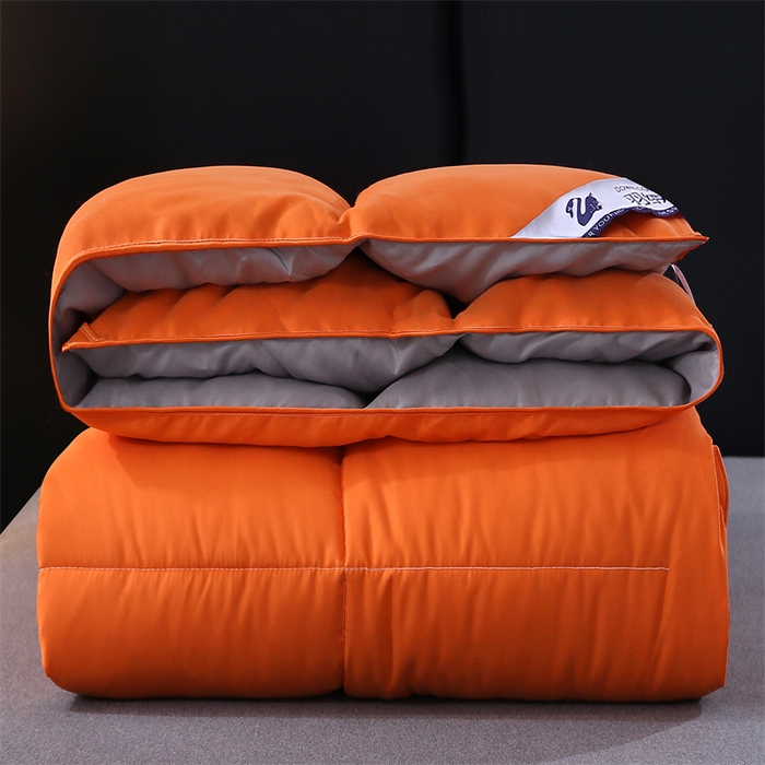 91家纺网 家纺一手货源 找家纺 好老表被业 2025新款纯色羽丝绒冬被芯加厚保暖双拼羽丝棉被子春秋被单双人直播被子被芯 橙灰色