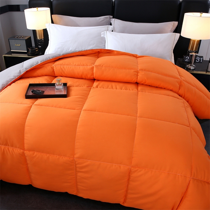 91家纺网 家纺一手货源 找家纺 好老表被业 2025新款纯色羽丝绒冬被芯加厚保暖双拼羽丝棉被子春秋被单双人直播被子被芯 橙灰色