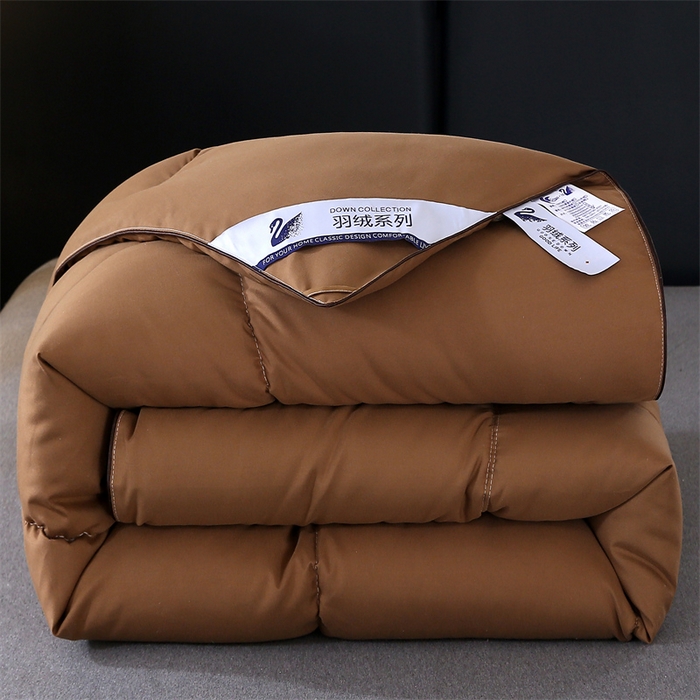 91家纺网 家纺一手货源 找家纺 好老表被业 2025新款纯色羽丝绒冬被芯加厚保暖双拼羽丝棉被子春秋被单双人直播被子被芯 咖色