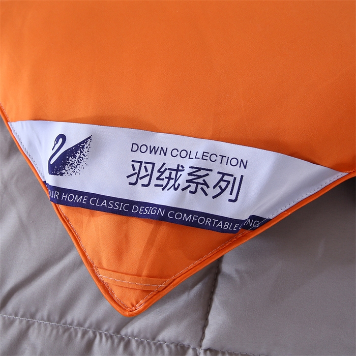 91家纺网 家纺一手货源 找家纺 好老表被业 2025新款纯色羽丝绒冬被芯加厚保暖双拼羽丝棉被子春秋被单双人直播被子被芯 橙灰色