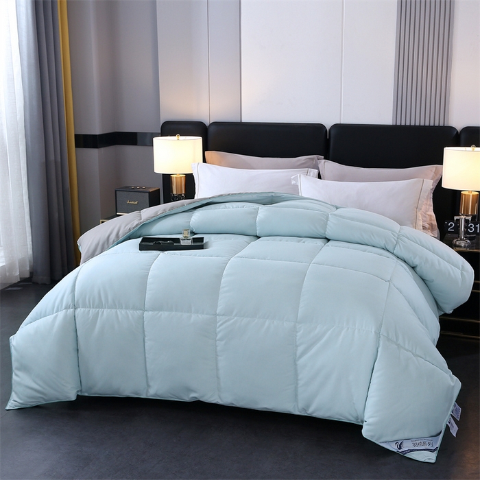 91家纺网 家纺一手货源 找家纺 好老表被业 2025新款纯色羽丝绒冬被芯加厚保暖双拼羽丝棉被子春秋被单双人直播被子被芯 浅绿灰