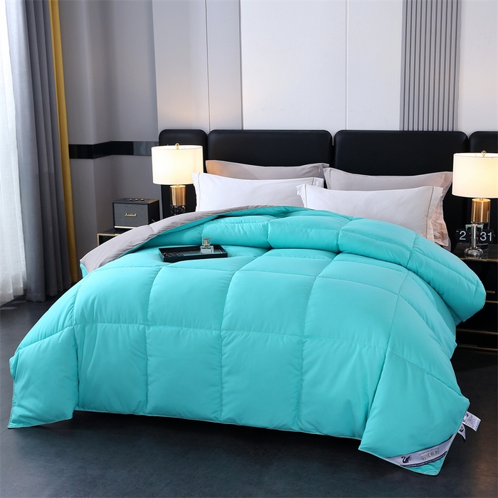 91家纺网 家纺一手货源 找家纺 好老表被业 2025新款纯色羽丝绒冬被芯加厚保暖双拼羽丝棉被子春秋被单双人直播被子被芯 深绿灰