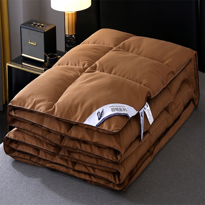91家纺网 家纺一手货源 找家纺 好老表被业 2025新款纯色羽丝绒冬被芯加厚保暖双拼羽丝棉被子春秋被单双人直播被子被芯 咖色