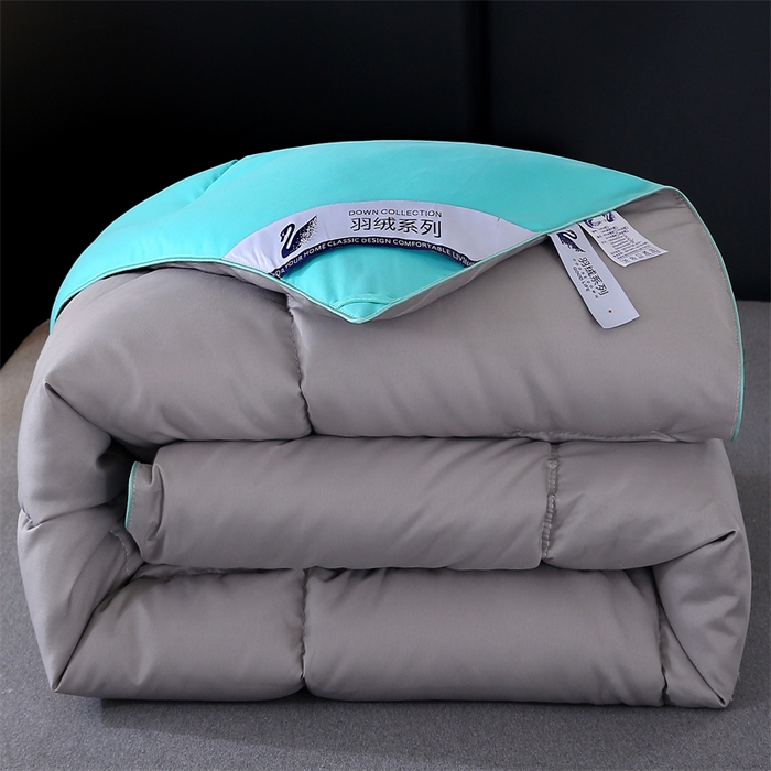 91家纺网 家纺一手货源 找家纺 好老表被业 2025新款纯色羽丝绒冬被芯加厚保暖双拼羽丝棉被子春秋被单双人直播被子被芯 深绿灰