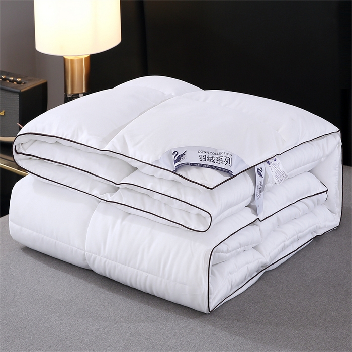 91家纺网 家纺一手货源 找家纺 好老表被业 2025新款纯色羽丝绒冬被芯加厚保暖双拼羽丝棉被子春秋被单双人直播被子被芯 白色
