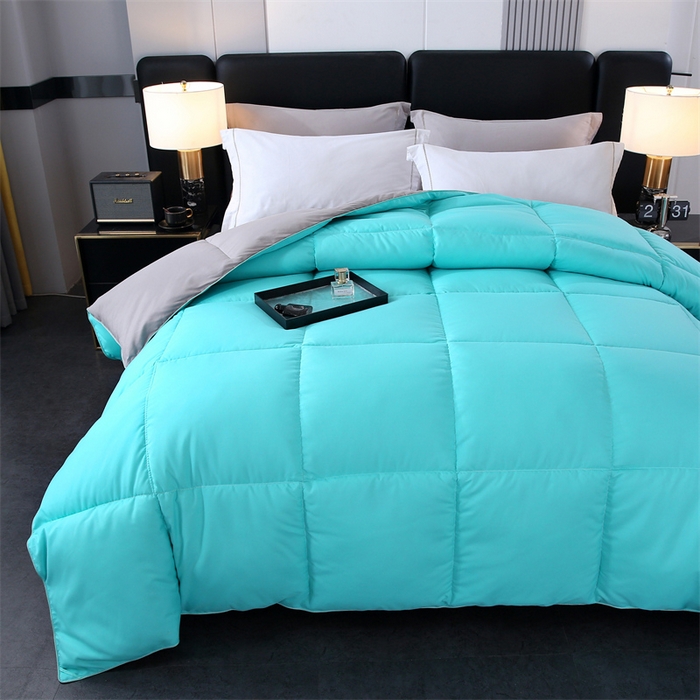 91家纺网 家纺一手货源 找家纺 好老表被业 2025新款纯色羽丝绒冬被芯加厚保暖双拼羽丝棉被子春秋被单双人直播被子被芯 深绿灰