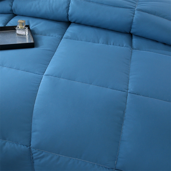 91家纺网 家纺一手货源 找家纺 好老表被业 2025新款纯色羽丝绒冬被芯加厚保暖双拼羽丝棉被子春秋被单双人直播被子被芯 蓝灰色