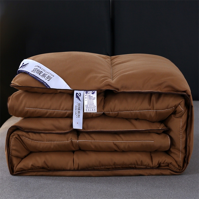 91家纺网 家纺一手货源 找家纺 好老表被业 2025新款纯色羽丝绒冬被芯加厚保暖双拼羽丝棉被子春秋被单双人直播被子被芯 咖色