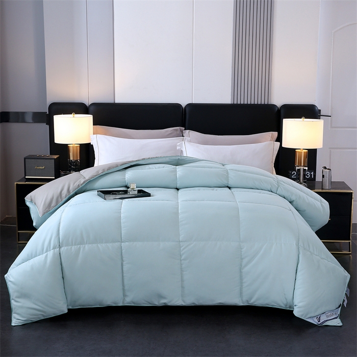 91家纺网 家纺一手货源 找家纺 好老表被业 2025新款纯色羽丝绒冬被芯加厚保暖双拼羽丝棉被子春秋被单双人直播被子被芯 浅绿灰