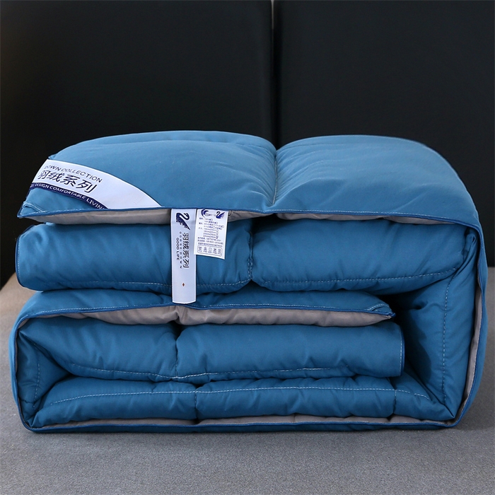 91家纺网 家纺一手货源 找家纺 好老表被业 2025新款纯色羽丝绒冬被芯加厚保暖双拼羽丝棉被子春秋被单双人直播被子被芯 蓝灰色