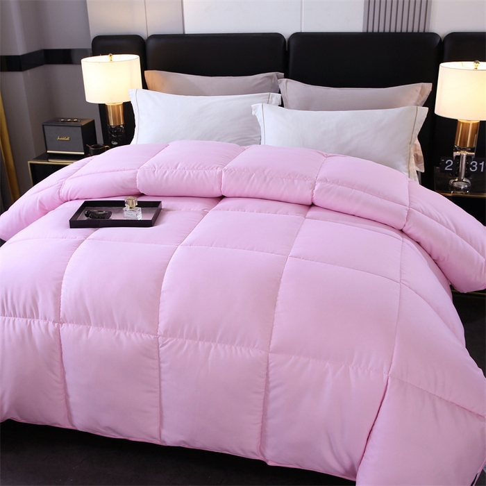 91家纺网 家纺一手货源 找家纺 好老表被业 2025新款纯色羽丝绒冬被芯加厚保暖双拼羽丝棉被子春秋被单双人直播被子被芯 粉色