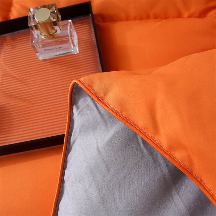 91家纺网 家纺一手货源 找家纺 好老表被业 2025新款纯色羽丝绒冬被芯加厚保暖双拼羽丝棉被子春秋被单双人直播被子被芯 橙灰色