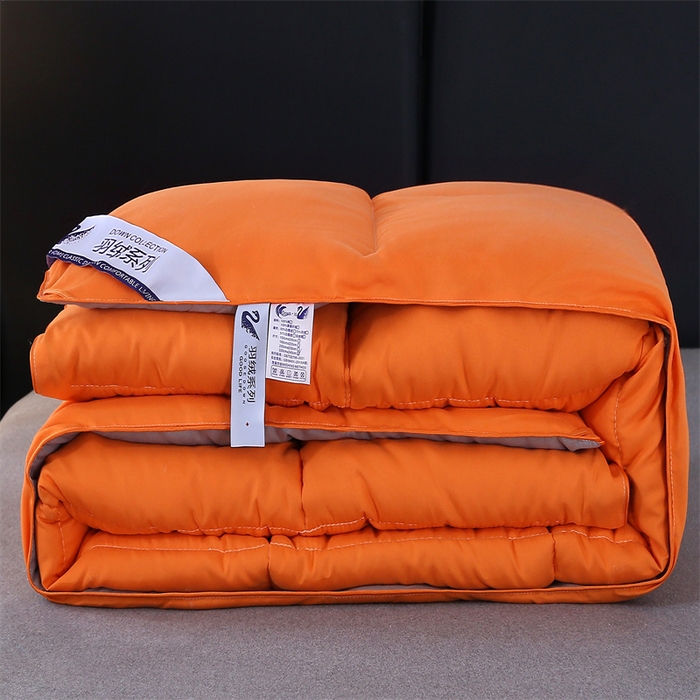 91家纺网 家纺一手货源 找家纺 好老表被业 2025新款纯色羽丝绒冬被芯加厚保暖双拼羽丝棉被子春秋被单双人直播被子被芯 橙灰色