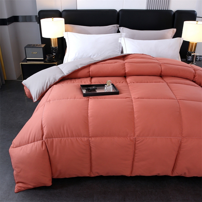 91家纺网 家纺一手货源 找家纺 好老表被业 2025新款纯色羽丝绒冬被芯加厚保暖双拼羽丝棉被子春秋被单双人直播被子被芯 酒红灰