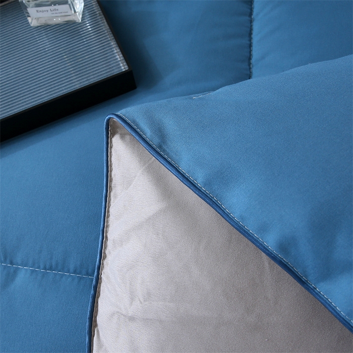 91家纺网 家纺一手货源 找家纺 好老表被业 2025新款纯色羽丝绒冬被芯加厚保暖双拼羽丝棉被子春秋被单双人直播被子被芯 蓝灰色