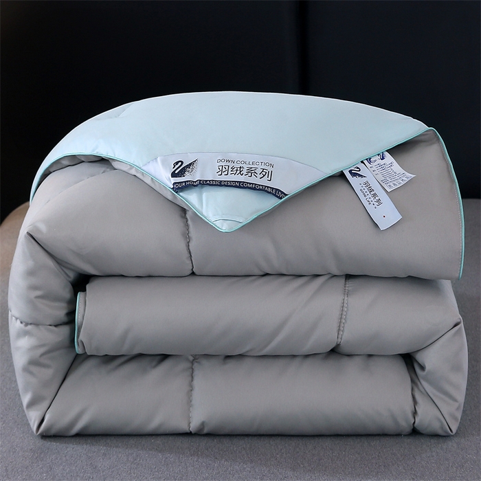 91家纺网 家纺一手货源 找家纺 好老表被业 2025新款纯色羽丝绒冬被芯加厚保暖双拼羽丝棉被子春秋被单双人直播被子被芯 浅绿灰
