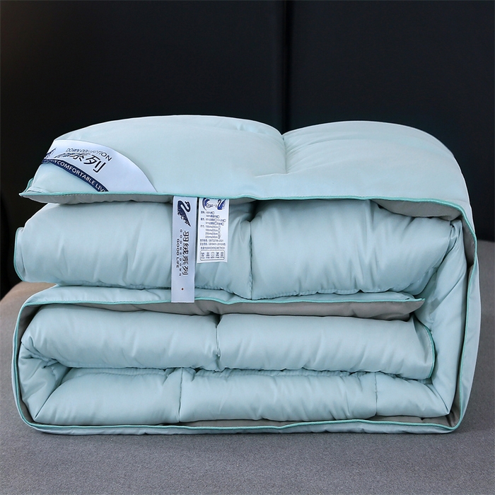 91家纺网 家纺一手货源 找家纺 好老表被业 2025新款纯色羽丝绒冬被芯加厚保暖双拼羽丝棉被子春秋被单双人直播被子被芯 浅绿灰