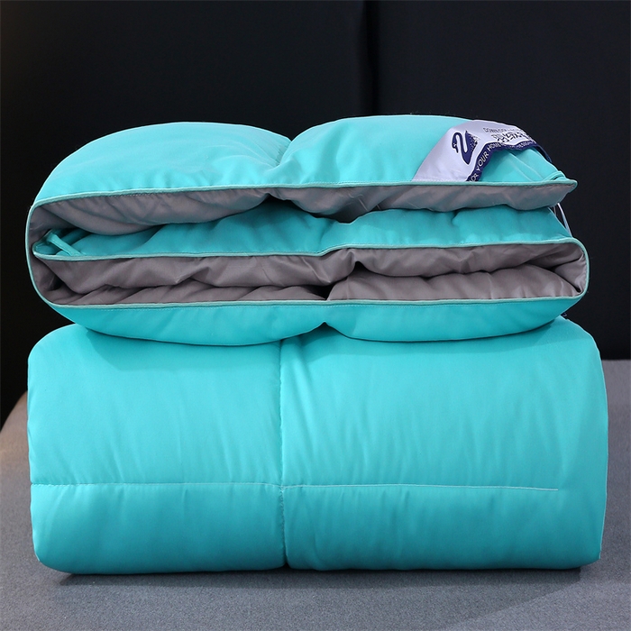 91家纺网 家纺一手货源 找家纺 好老表被业 2025新款纯色羽丝绒冬被芯加厚保暖双拼羽丝棉被子春秋被单双人直播被子被芯 深绿灰