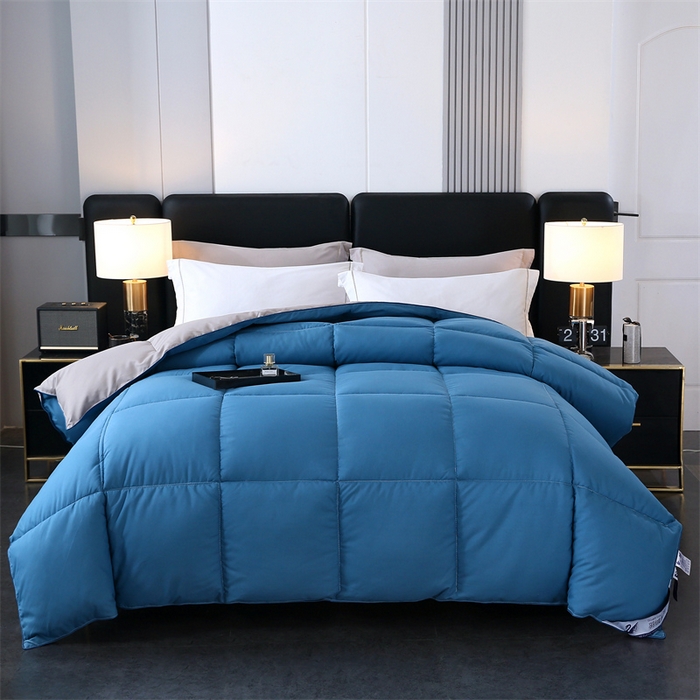 91家纺网 家纺一手货源 找家纺 好老表被业 2025新款纯色羽丝绒冬被芯加厚保暖双拼羽丝棉被子春秋被单双人直播被子被芯 蓝灰色